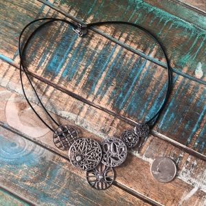 Stunning sterling silver and leather necklace
